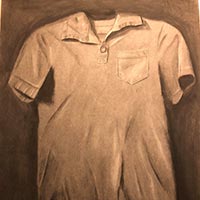 charcoal drawing of a polo shirt