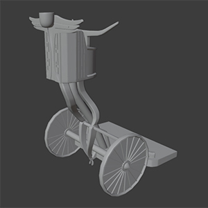  work in progress of a 3D model of a futuristic segway