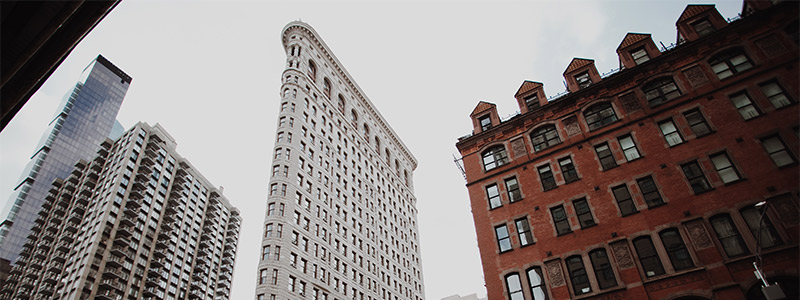 A view of the Flatiron Building in New York City