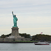 The Statue of Liberty seen from across the Hudson