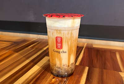 Brown sugar milk tea with chewy tapioca pearls