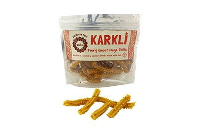 Spicy naga chili sticks in red label packaging