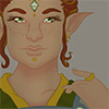 Thumbnail of a digital artwork of a person's face. They have fair skin, orange hair, and their hand can be seen.