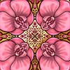 Thumbnail of a digital artwork that is pijnk and gold, has radial symmetry.