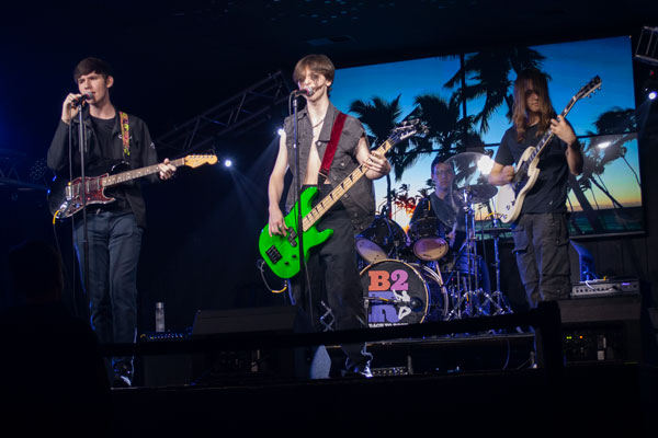 The band playing at a live show