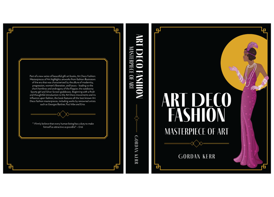 shows the layout of the book cover, showing the cover, back, and spine.