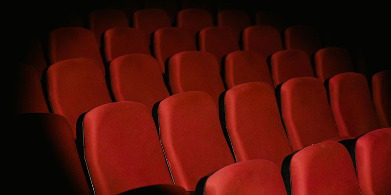 Red theater chairs.