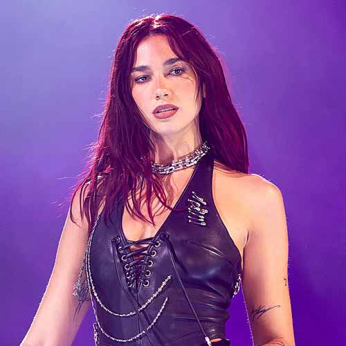 Dua Lipa performing at Neon Nights