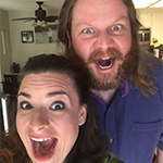 Image of man and woman making silly faces