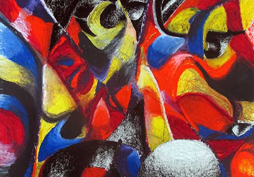 colorful charcoal and oil pastel abstract drawing link to large drawings section