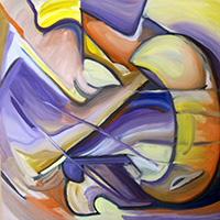 colorful abstract forms oil painting