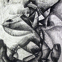 charcoal abstract forms drawing
