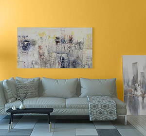 Gold orange living room