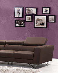 Purple wall with pictures