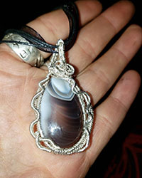 Botswanna agate stone wrapped in sterling silver wire