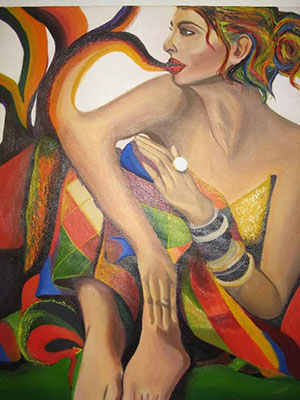 acrylic painting of woman abstract