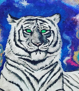 painting of a white tiger
