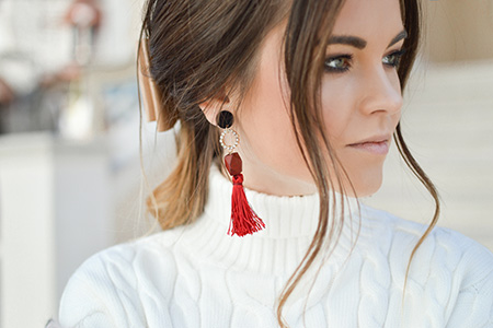 Red Tassel Earring