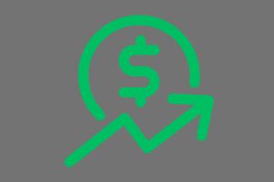 money sign with ascending line segment