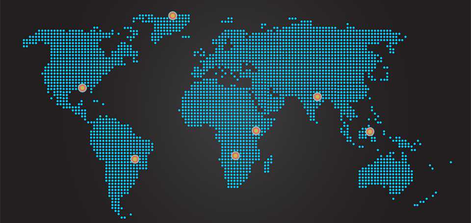 World map showing project locations