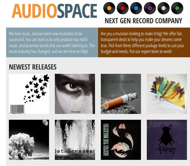 audiospace website with javascript