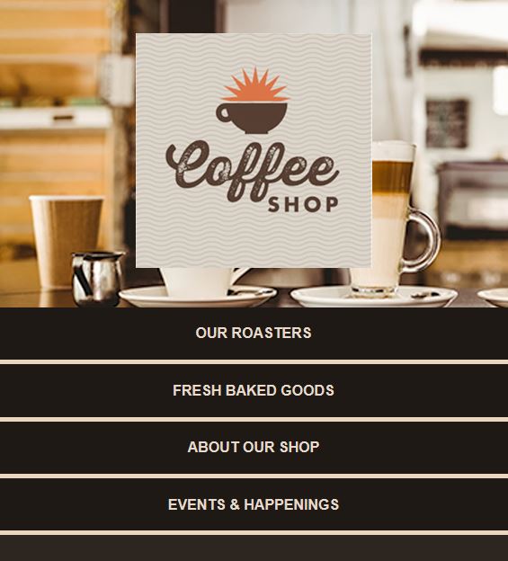 coffee shop mobile site