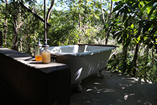 outdoor bathtub in garden