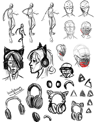 Study sketches of various things