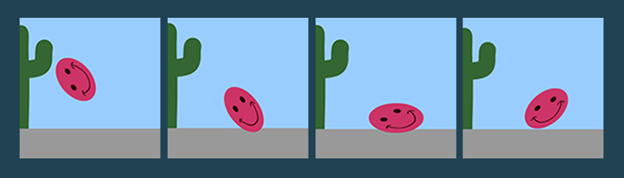 Individual frames showing the bouncing of a ball