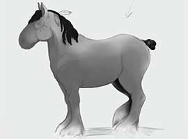 A shaded digital drawing of a draft horse.