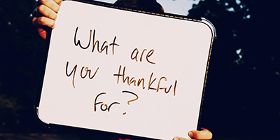 a written prompt asking What you are Thankful For