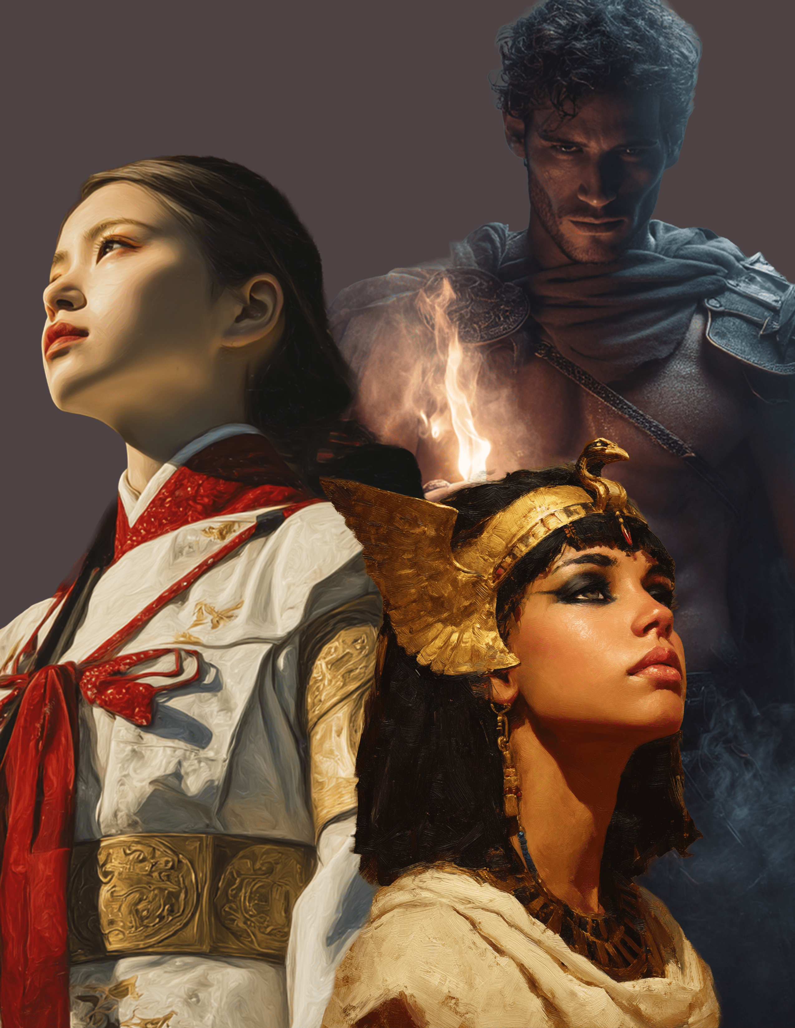 a collage of different mythic Gods