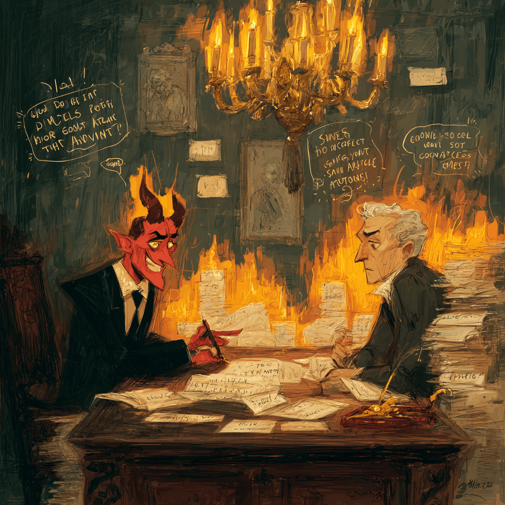 image of a devil making a deal with a person