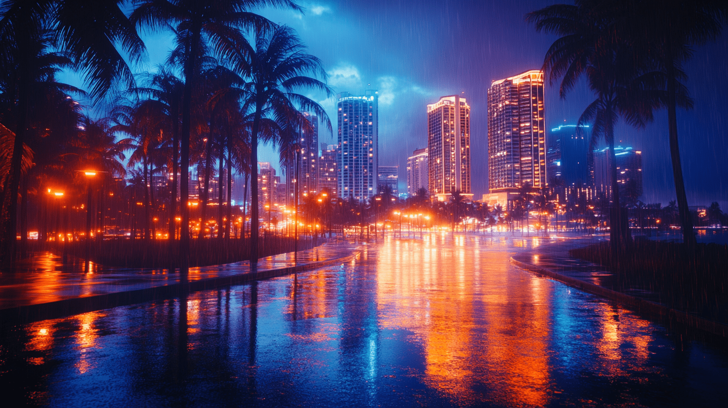 neon Hawaii landscape of Honolulu