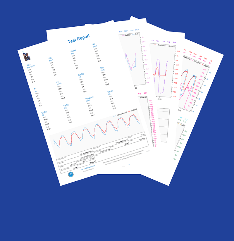 pages from a report from VO2 max test