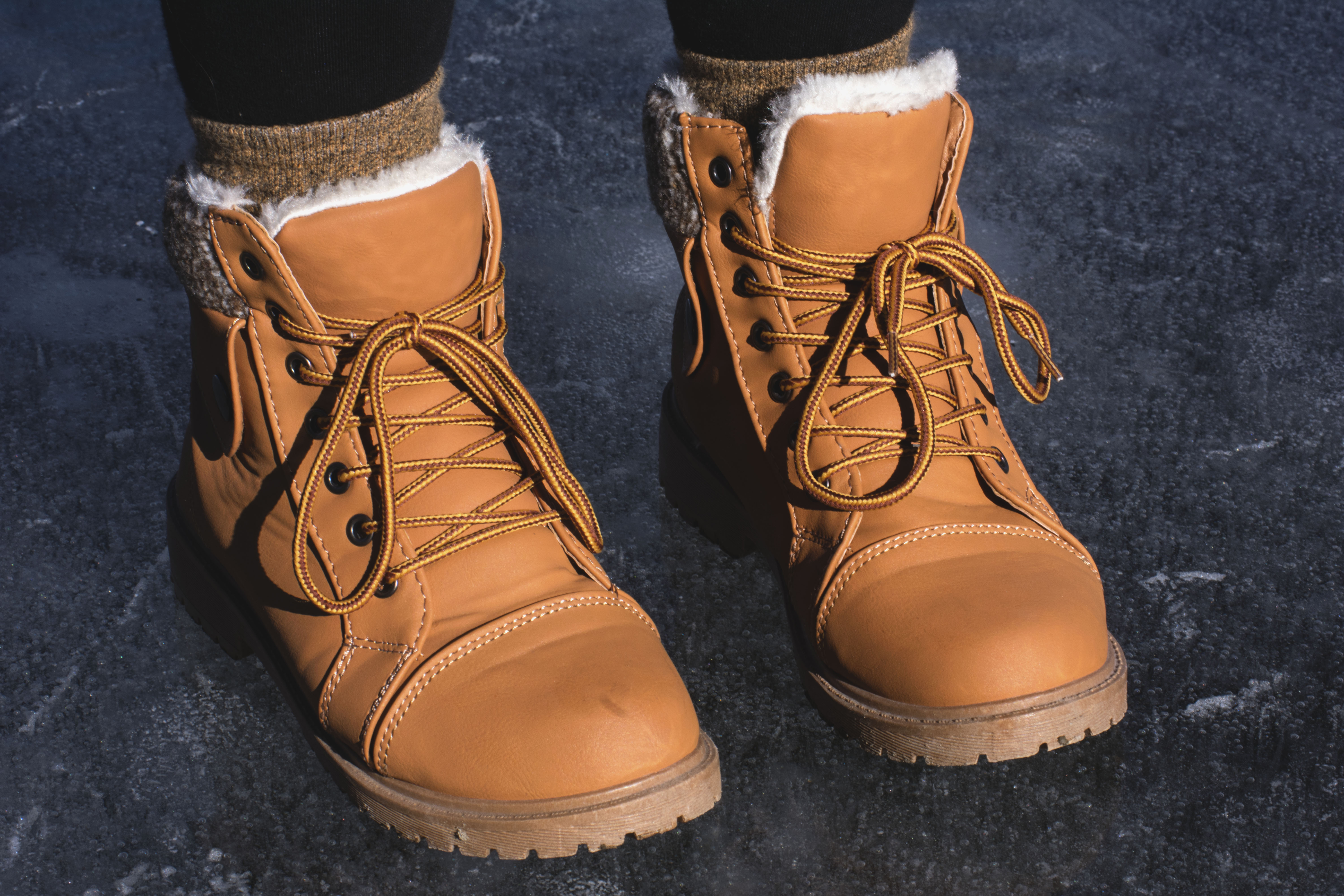Close up of all weather boots