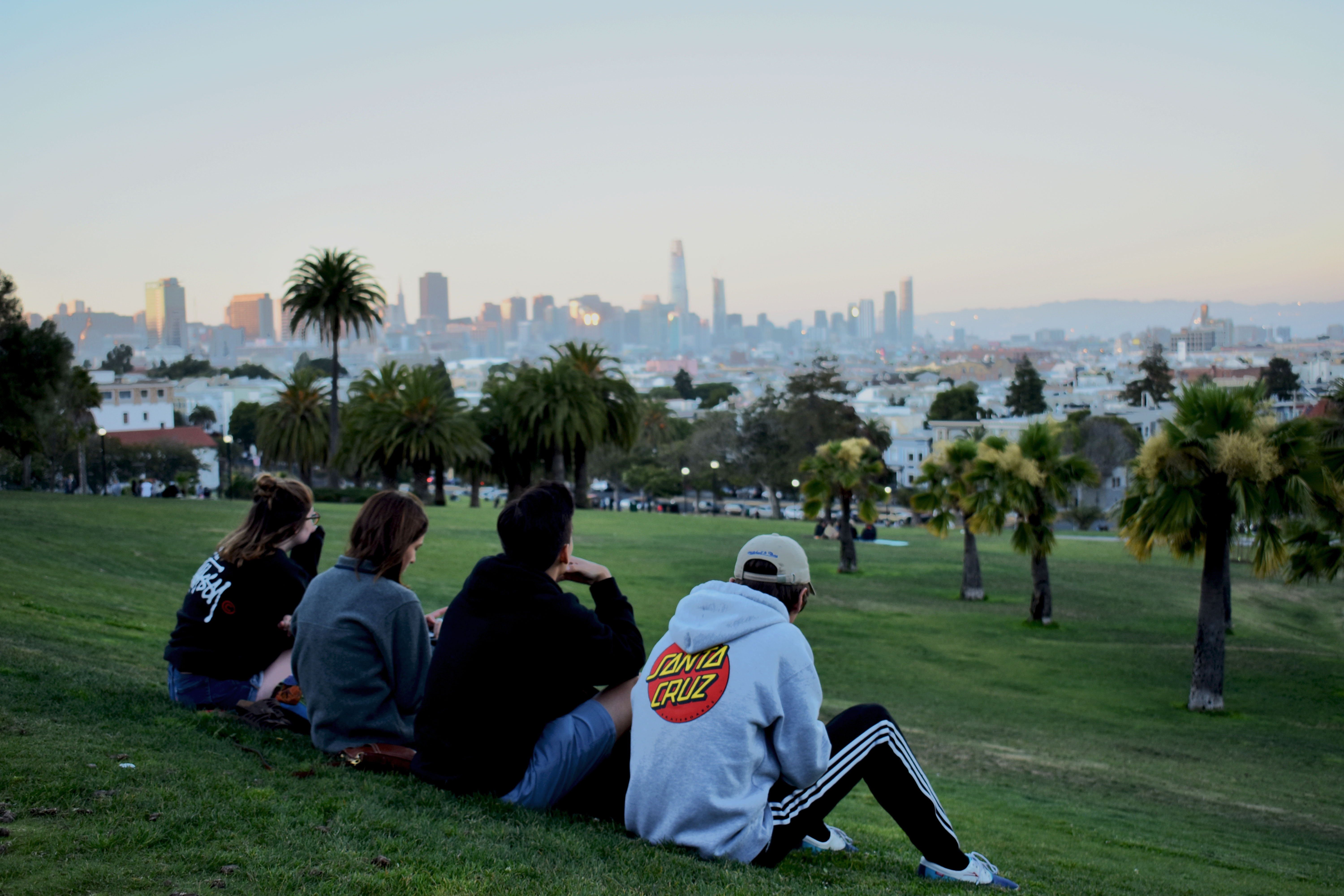 Four Young Adults looking over San Francisco skyline