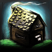 Charcoal drawing of a medieval house
