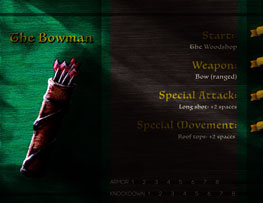 Character Card for a board game, showing a quiver.