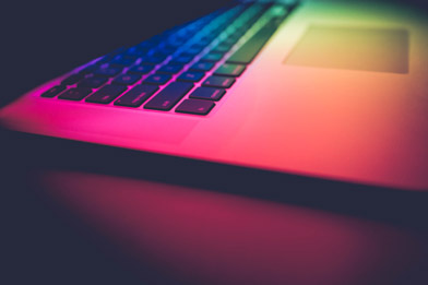 Laptop glowing various colors