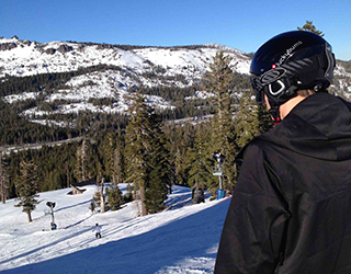 snowboarder looking in distance