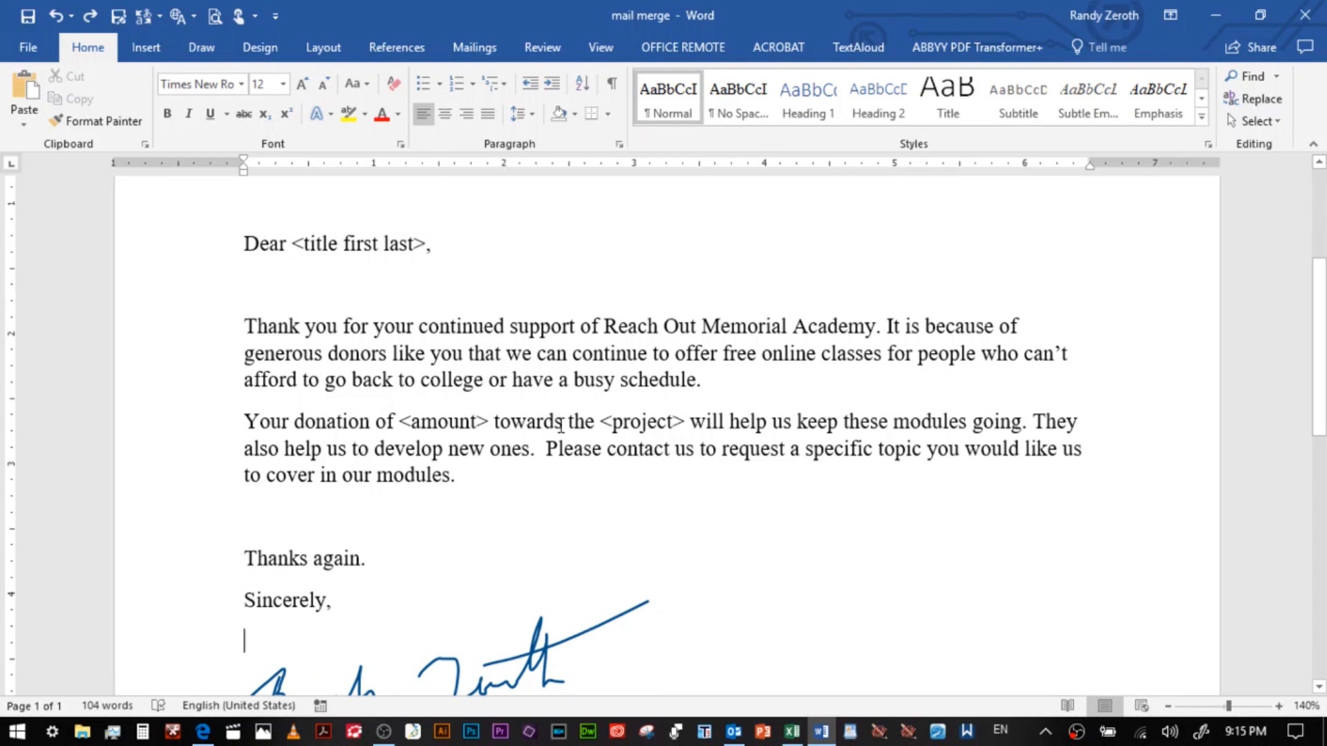 picture of a Word document for mail-merge