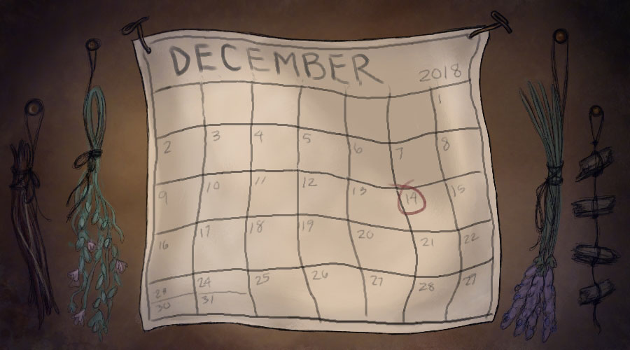 A December 2018 calendar page