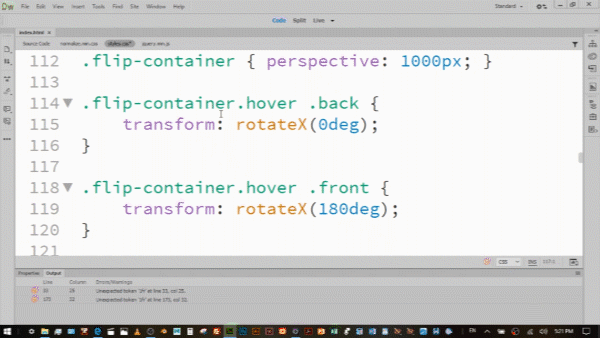 GIF that shows the change in CSS code