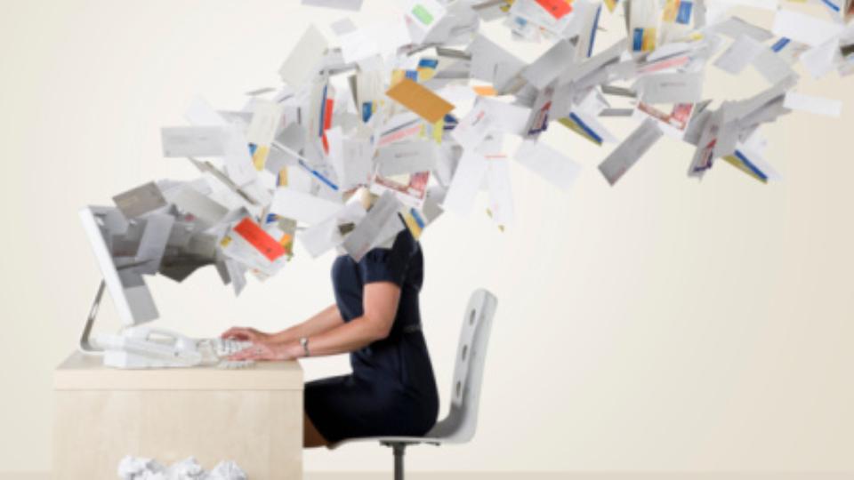 flying paperwork, woman working